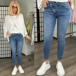 Melly elasztikus ferde cipzáros skinny farmer 5230-kék