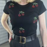 Cherry Lady pamut póló FD357 - fekete