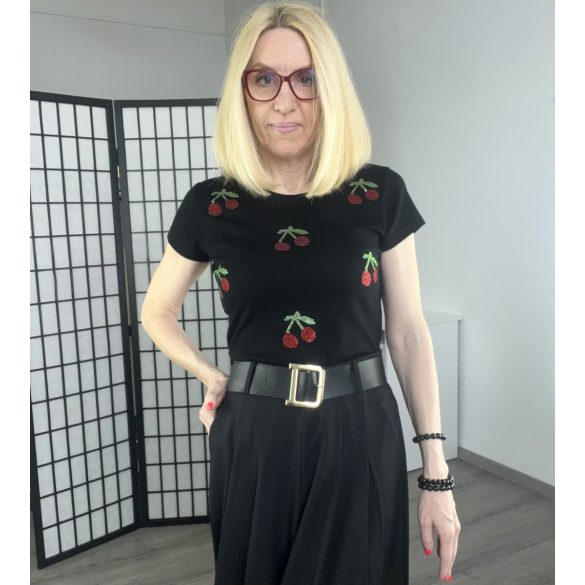 Cherry Lady pamut póló FD357 - fekete