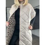 Lamya hosszú mellény, belül ocelot mintával 6628 - bézs