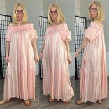 Angel buggyos ujjjú fényes ruha 80003 - barack