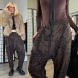 SUN Crash szaggatott ülepes nadrág 6426 - csokibarna