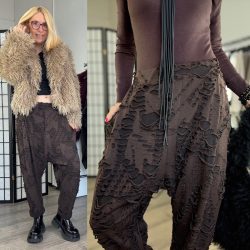 SUN Crash szaggatott ülepes nadrág 6426 - csokibarna