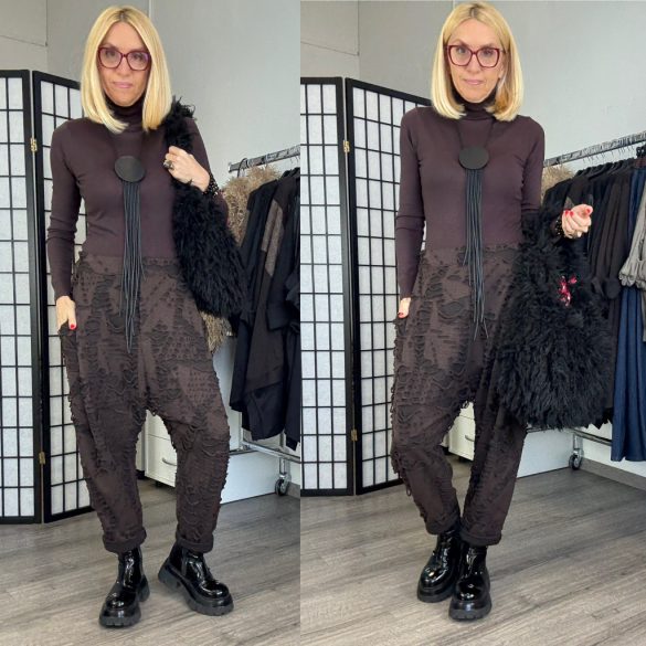 SUN Crash szaggatott ülepes nadrág 6426 - csokibarna