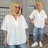 Cruze V nyakú blúz O-A2431 fehér