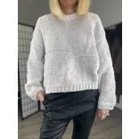 Crop vastag kötött puha pulóver 25608 - bézs