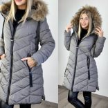 Delhi szőrmés kapucnis kabát 2537 - szürke