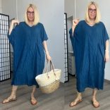 USee viszkóz lenge nyári ruha01171-kék