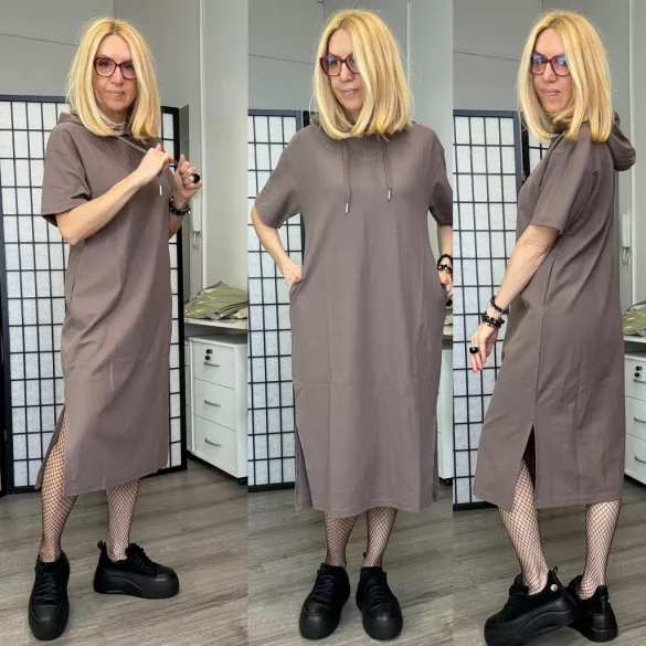 Britni kapucnis tenisz ruha  HM5009-taupe