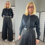 Liqui vászon ing szatén nyakkendővel7930-fekete