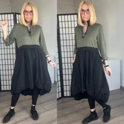 Staye zsebes alul gumis ruha 62498 - khaki