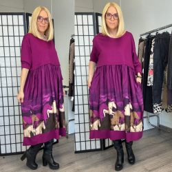 Lux Luna lovas hosszú ujjú ruha 51229 - lila