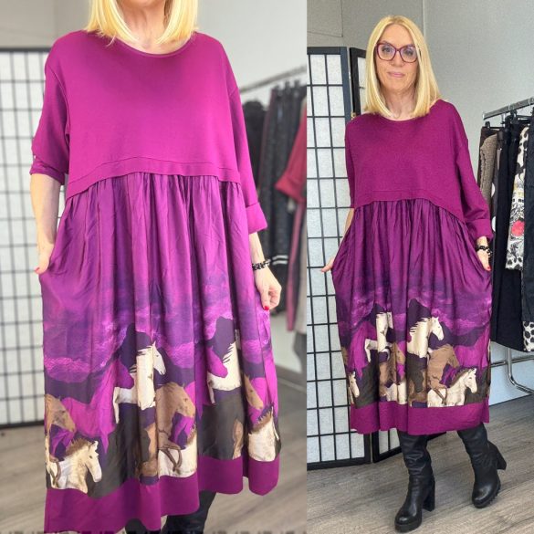 Lux Luna lovas hosszú ujjú ruha 51229 - lila