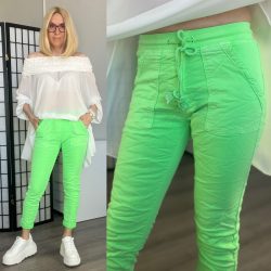 Nina elasztikus farmer nadrág 8181 - neonzöld