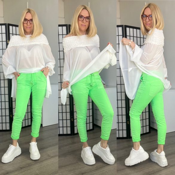 Nina elasztikus farmer 8181 - neonzöld