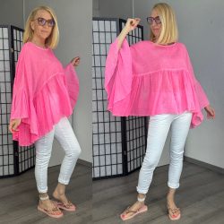 Nini fodros pamut felső 12121 - neonpink