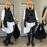 Mitica csíkos tehénfoltos mellény-fekete