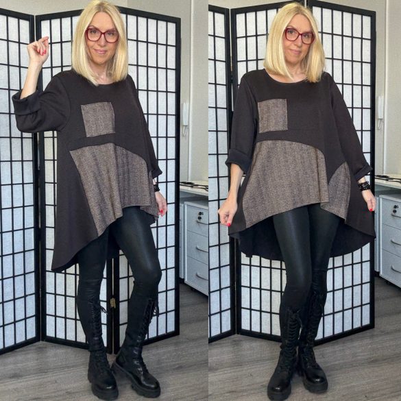 May asszimetrikus A-vonalú tunika 7236 - csokibarna