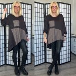 May asszimetrikus A-vonalú tunika 7236 - csokibarna