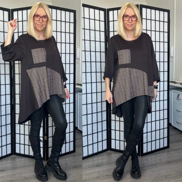 May asszimetrikus A-vonalú tunika 7236 - csokibarna