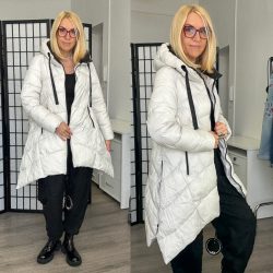   Dublin oldalán hosszított felcipzározható kapucnis kabát 2325-e - fehér