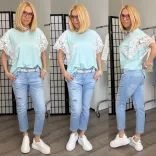 S Woman elasztikus szaggatott farmer SW1802- világoskék