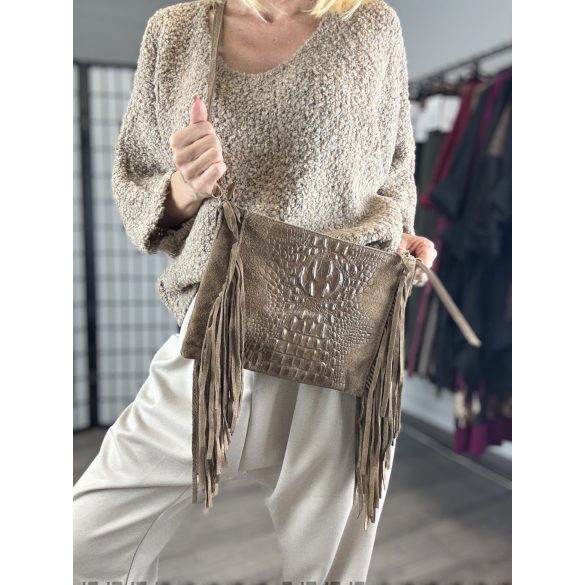 Krokko rojtos bőrtáska - taupe