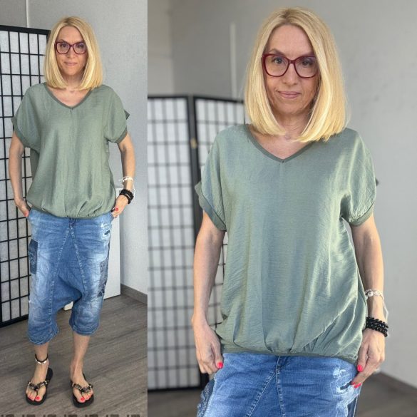Edora viszkóz/pamut felső 22028 - khaki