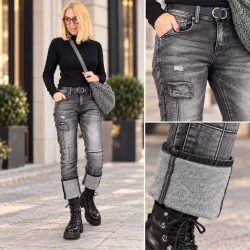 S Woman elasztikus bélelt farmer SW1609-szürke