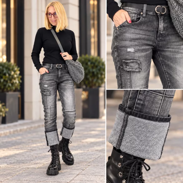 S Woman elasztikus bélelt farmer SW1609-szürke