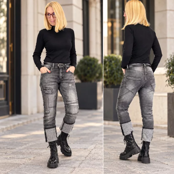 S Woman elasztikus bélelt farmer SW1609-szürke
