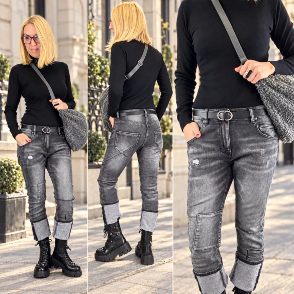 S Woman elasztikus bélelt farmer SW1609-szürke