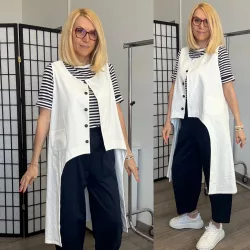 Chaima aszimmetrikus mellény 26122-fehér