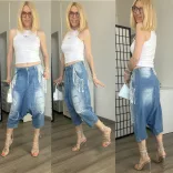 S Woman ülepes elasztikus rojtos farmer H8184