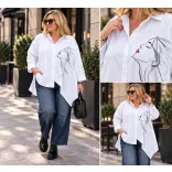 Vintage oversize aszimmetrikus vászon ing 5004-fehér/face
