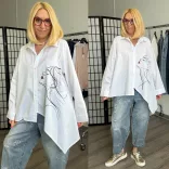 Vintage oversize aszimmetrikus vászon ing 5004-fehér/face
