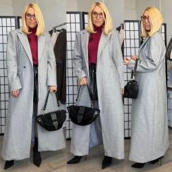 Elina karcsúsított szövetkabát 6505-szürke 