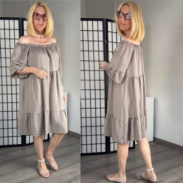 D - Style viszkóz fodros ruha 21693 - taupe