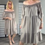 D - Style viszkóz fodros ruha 21693 - taupe