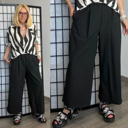 Wendy Trendy bőszárú elegáns nadrág 824060-fekete