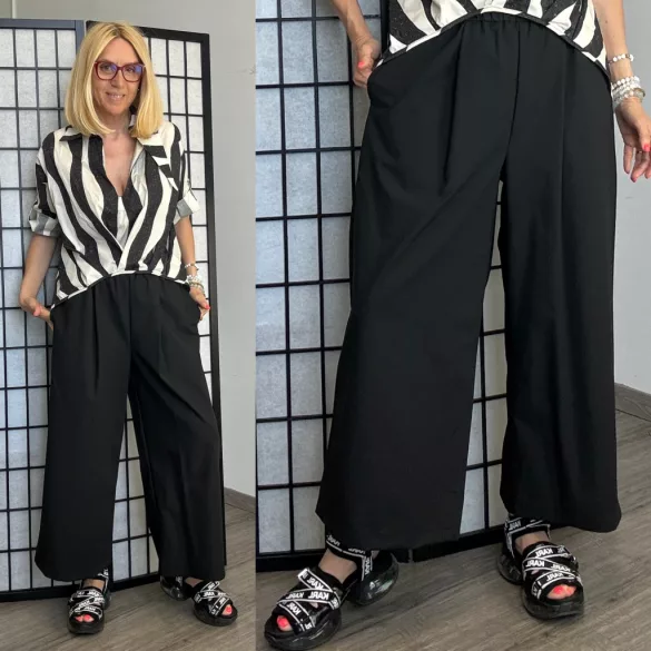 Wendy Trendy bőszárú elegáns nadrág 824060-fekete