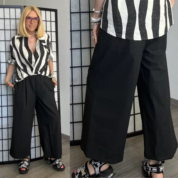 Wendy Trendy bőszárú elegáns nadrág 824060-fekete