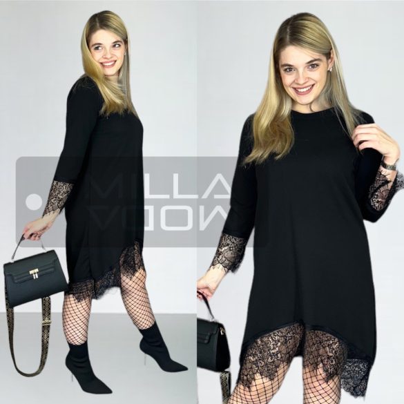 Fernanda csipkével díszített ruha 20677 - fekete
