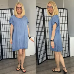 Vibe pamut viszkóz basic tunika 23118 - farmerkék