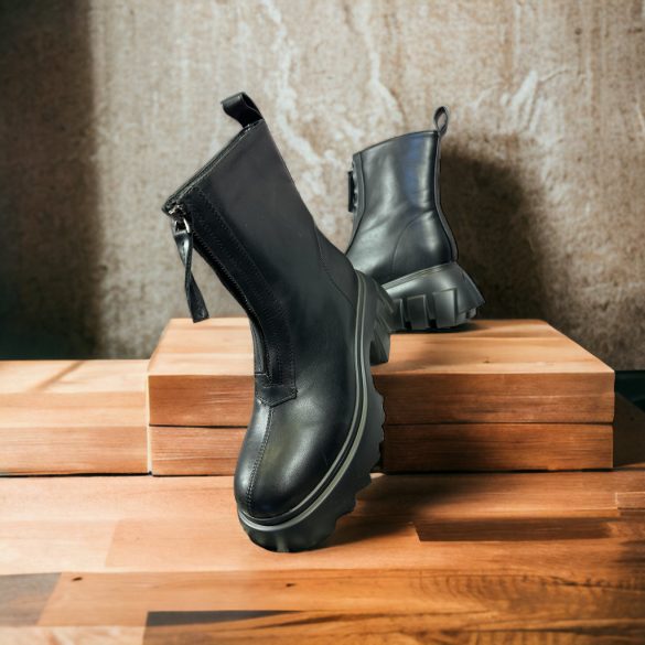 Elől cipzáros basic bakancs JJ52 - fekete