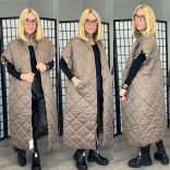 Lamya hosszú mellény, belül ocelot mintával 6628 - taupe