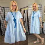 Mú Mú pamut vászon kombinált. zsebes ruha 7052-világoskék