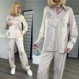 M. Starry szatén nadrág inggelC0051-bézs