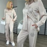 M. Starry szatén nadrág inggelC0051-bézs