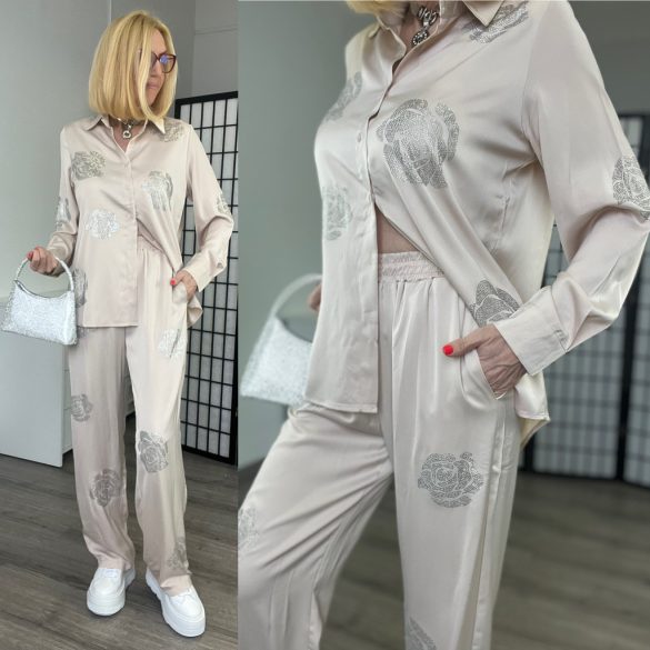 M. Starry szatén nadrág inggelC0051-bézs